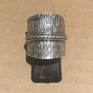 Vintage CFJ Thai Textured Silver Ring